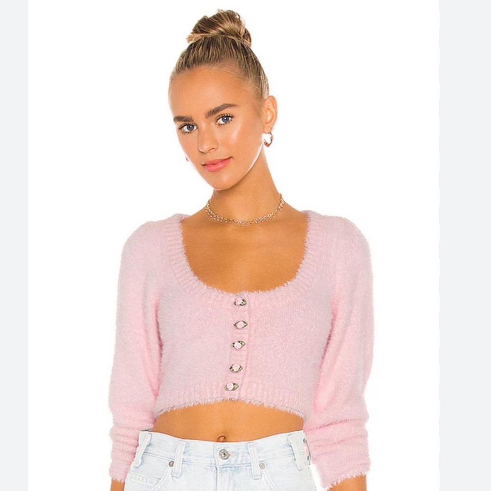 For Love and Lemons Pink Fuzzy Sweater